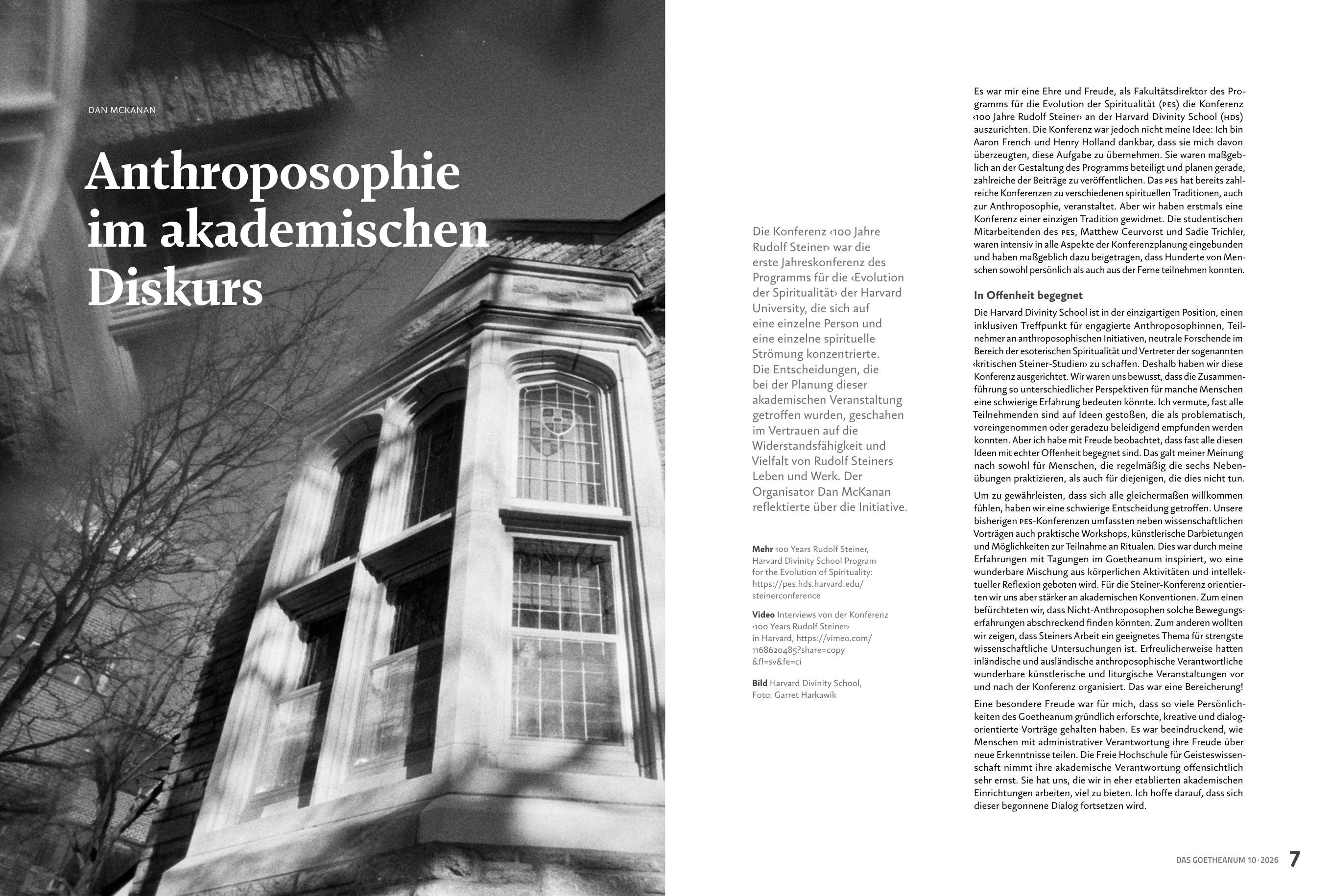 Ausgabe 10 – Harvard · Anthroposophie im akademischen Diskurs